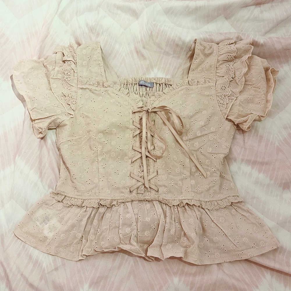 Axes Femme | Pink Ruffled Top